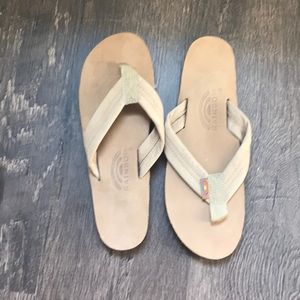 Tan Rainbow Flip Flops